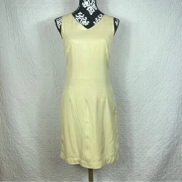 🔥Tommy Bahama 100% Silk Knee Length Yellow Butter Dress - Picture 1 of 13